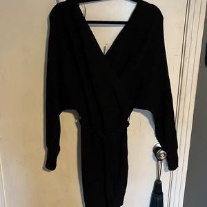 Black ribbed mini dress